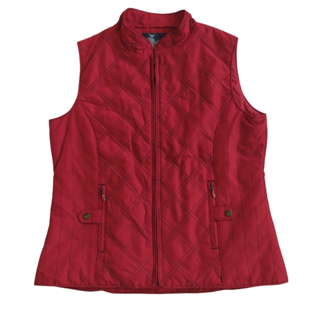 NWOT Paco Spirit Diamond Quilted Zip Up Vest with Pockets MEDIUM Red